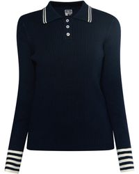 Dreimaster - Gebreide Trui Marine Wol Wit - Lyst