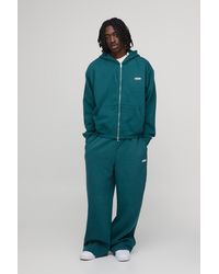 BoohooMAN - Oversized Boxy Sport Hooded Zip Through Wide Leg Tracksuit - Lyst