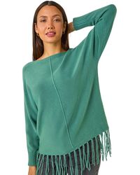 Roman - Fringe Hem Knit Jumper - Lyst