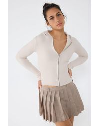No Matter What - Beige Hooded Zip-up Gebreide Vest - Lyst