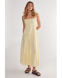 Nasty Gal - Soft Corset Broderie Lace Up Side Midi Dress - Lyst