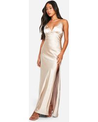 Boohoo - Bridesmaid Satin Strappy Maxi Dress - Lyst