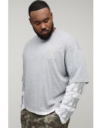 BoohooMAN - Plus Oversized Boxy Faux Layer Acid Wash Applique T-Shirt - Lyst