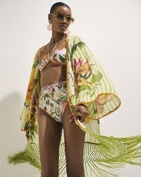 River Island - Kimono Floral Stripe Long Sleeve Del Maar Viscose - Lyst