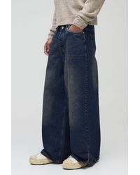 BoohooMAN - Baggy Rigid Extreme Washed Split Hem Denim Jeans - Lyst