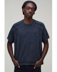 BoohooMAN - Boxy Fit Acid Wash Ribbed Knitted T-Shirt - Lyst