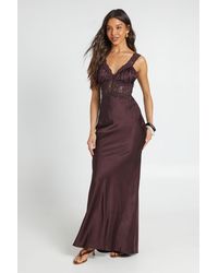Boohoo - Crinkle Textured Satin & Lace Maxi Dress - Lyst