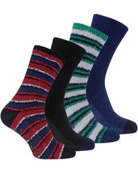 Sock Snob - 4 Pack Cosy Soft Fluffy Slipper Bed Socks With Grips - Lyst