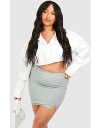 Boohoo - Plus Bengaline Split Front Mini Skirt - Lyst