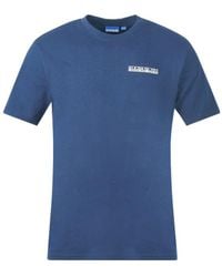 Napapijri - S-surf Ss Logo Medieval Blue T-shirt Cotton - Lyst
