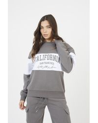 Brave Soul - Contrast Stripe Panel Crew Neck Sweatshirt Cotton - Lyst