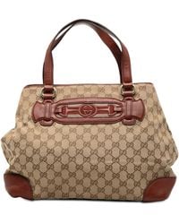 Gucci - Pre-Owned Medium Gg Canvas Web Dressage Tote - Lyst