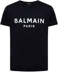 Balmain - Paris Print Logo Black T-shirt Cotton - Lyst