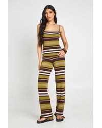 Boohoo - Tall Rib Knit Stripe Top And Wide Leg Trouser Co-Ord - Lyst