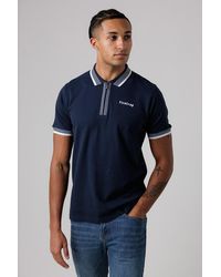 Firetrap - Regular Fit Cotton Zip Polo Shirt With Gradient Stripes - Lyst