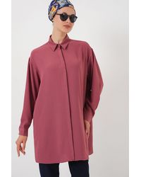 Bigdart - Oversized Long Sleeve Button-Up Blouse With Shirt Collar - Lyst