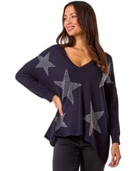 Roman - Star Print Hanky Hem Knit Jumper - Lyst