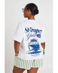 Boohoo - Plus St Tropez Printed T Shirt - Lyst