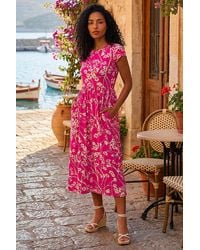 Roman - Floral Print Midi Stretch Dress - Lyst