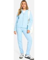 Boohoo - Soft Fine Guage Zip Through Hoody Knitted Tracksuit - Lyst