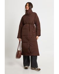 Boohoo - Tie Detail Maxi Puffer Coat - Lyst