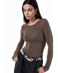 Busem - Slim Fit Long Sleeve Transparent Blouse - Lyst