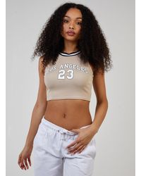 Pink Vanilla - Sports Stripe Varsity Super Crop - Lyst