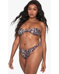 Boohoo - Plus Swimwear Essentials Leopard Bandeau Bikini Top - Lyst