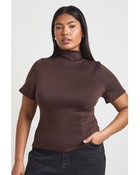 Boohoo - Plus Cinched Waist High Neck Top - Lyst