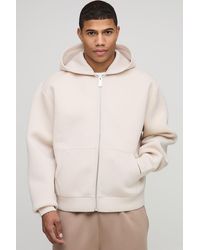 BoohooMAN - Oversized Boxy Bonded Scuba Zip Through Hoodie - Lyst