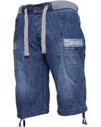 Enzo - Elastische Denim Shorts - Lyst