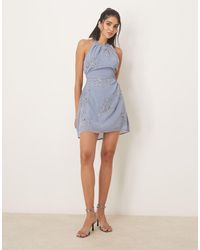 ASOS All Over Embellished Starfish Mini Dress in Pink | Lyst UK