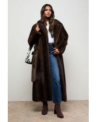 Oasis - Belted Fur Maxi Coat - Lyst