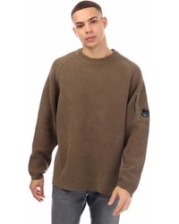 C.P. Company - Chenille Crewneck Waffle Knit Sweater In Walnut - Lyst