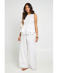Boohoo - High Neck Peplum Top And Trouser Co-Ord - Lyst