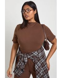 Boohoo - Plus Ultra Soft Grown On Neck Short Sleeve Bodysuit - Lyst