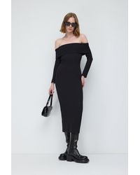 No Matter What - Schulterfreies Ripp-Midi-Kleid - Lyst