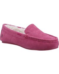 Hush Puppies - Annie Mocassin Suede Vrouwen Roze Pantoffels - Lyst