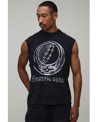 BoohooMAN - Oversized Grateful Dead Acid Wash License Print Tank - Lyst