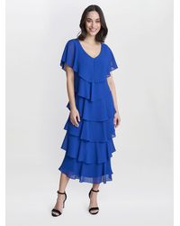Gina Bacconi - Rebecca Midi Tiered Cocktail Dress - Lyst