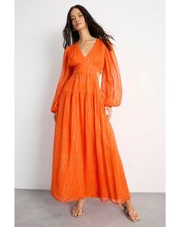 Warehouse - Premium Viscose Metallic Open Back Maxi Dress - Lyst