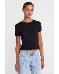 Dilvin - Ribbed Crop T-Shirt - Lyst