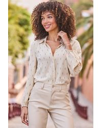 Sosandar - Neutral Fleck Print Chiffon Shirt - Lyst