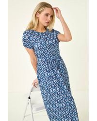 Roman - Petite Abstract Gathered Waist Dress - Lyst