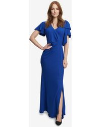 Gina Bacconi - Metallic Maxi Dress With V-Neck And Bow - Lyst