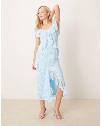 Pretty Lavish - Jacquard Ruffle Midaxi Dress - Lyst