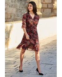 Sosandar - Abstract Poppy Print Fit & Flare Dress - Lyst