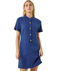 Roman - Buttoned Mini Shirt Dress - Lyst
