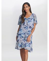 Gina Bacconi - Bridget Printed Tiered Dress With Trim - Lyst