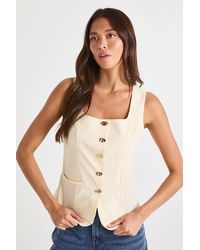 Boohoo - Square Neck Button Waistcoat - Lyst
